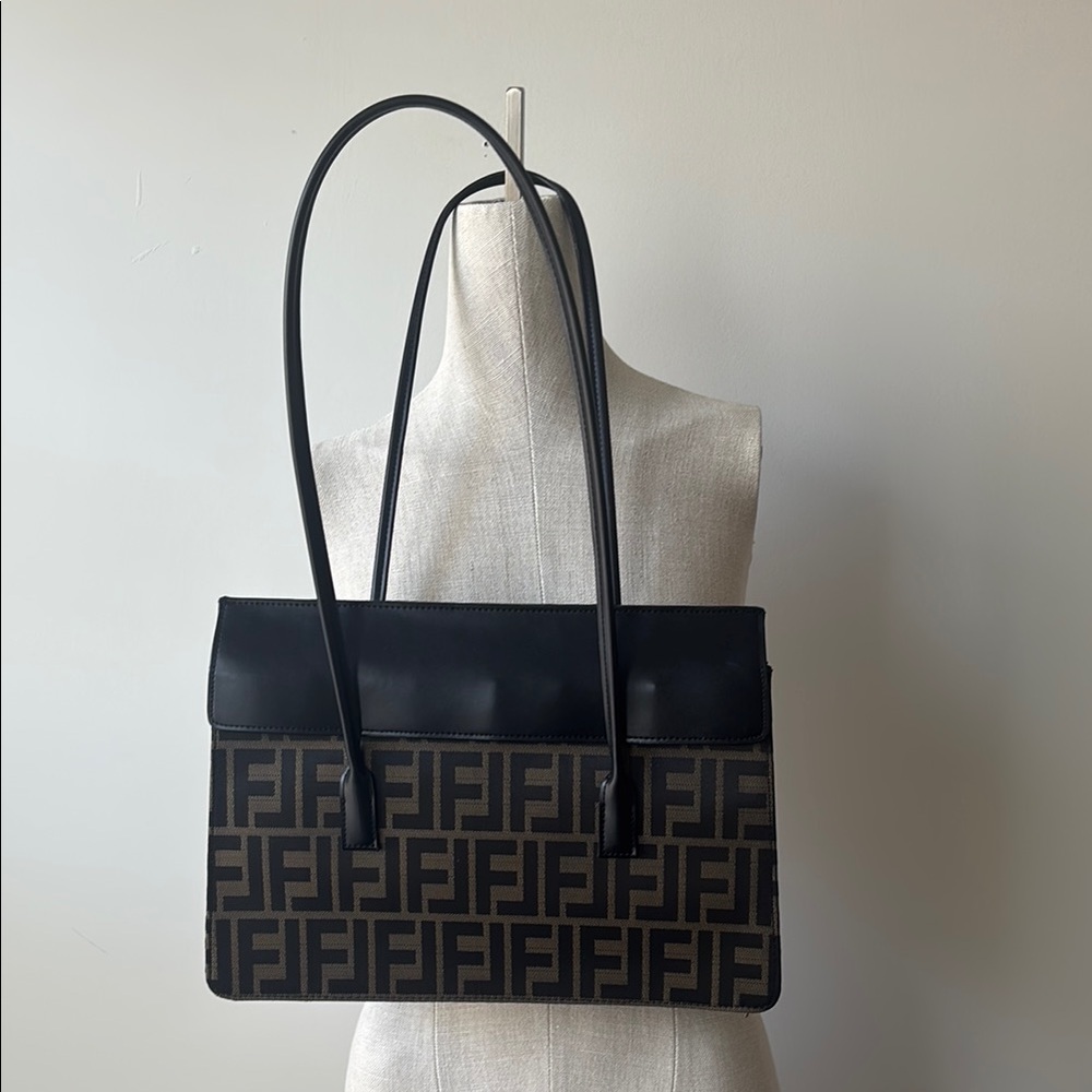 Bag Black & Brown Monogram Print Tote Shoulder Y2K